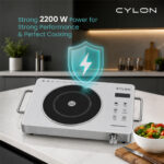 CYLON InfraBlaze 2200W Infrared Cooktop Stove with Grill Rack, Crystal Glass Top, Digital Display, Touch Control, Compatible with All Cookware, Infrared Hot Plate, Silver - Image 6