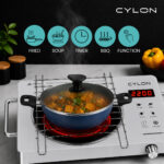 CYLON InfraBlaze 2200W Infrared Cooktop Stove with Grill Rack, Crystal Glass Top, Digital Display, Touch Control, Compatible with All Cookware, Infrared Hot Plate, Silver - Image 5